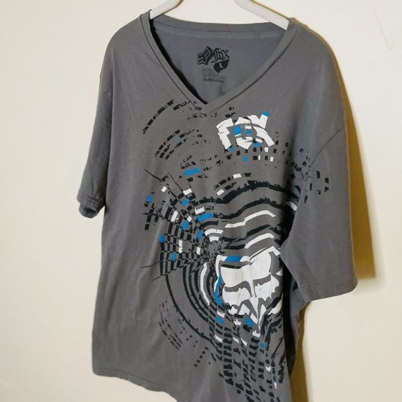 Fox Racing Vintage Graphic Tee - V Neck GRAY SZ L - EUC - Picture 4 of 9